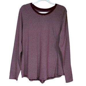 Old Navy EveryWear Crew Neck Tunic Top Burgundy Stripe Womens XL